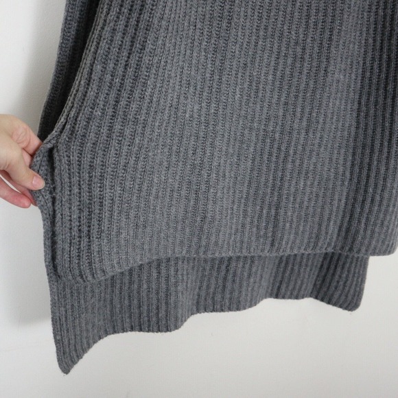 Christian Dior US 4 Cashmere Rib Knit Cowl High Low Tunic Sweater Gray - Picture 7 of 12